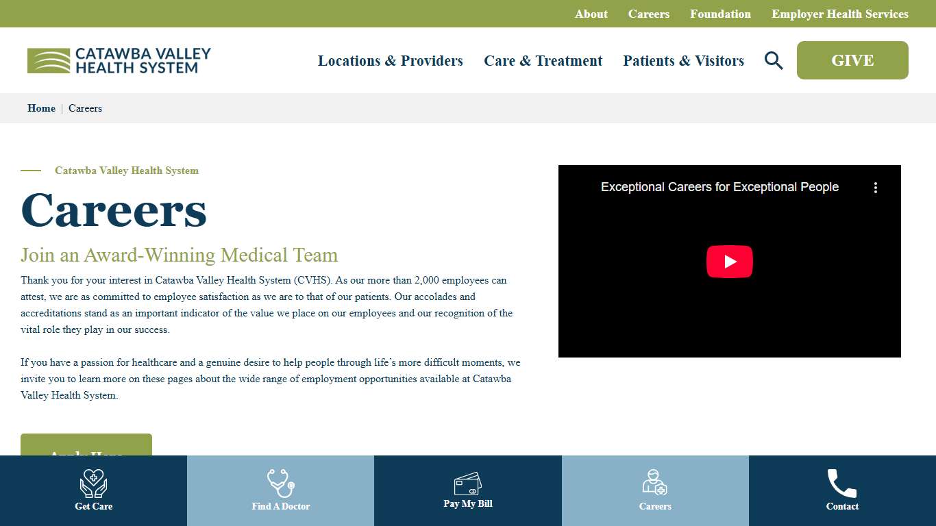 Careers - Catawba Valley Health System